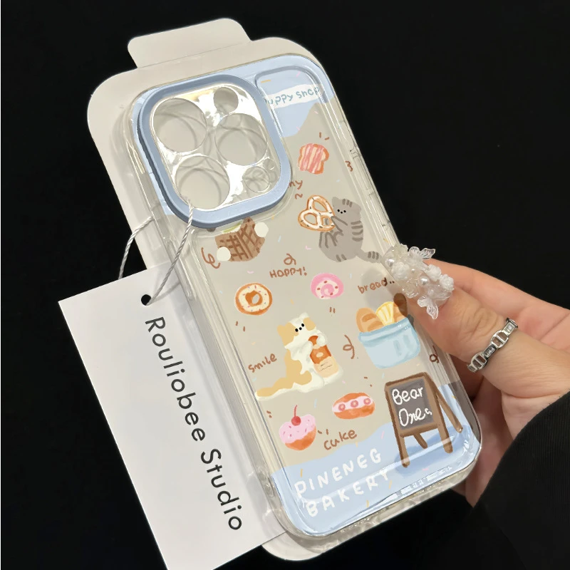 小众面包猫咪适用14PROMAX苹果手机壳iPhone15卡通13透明12软壳11