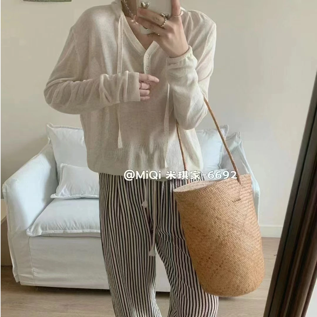 DATOU 韩系亚麻针织开衫6692