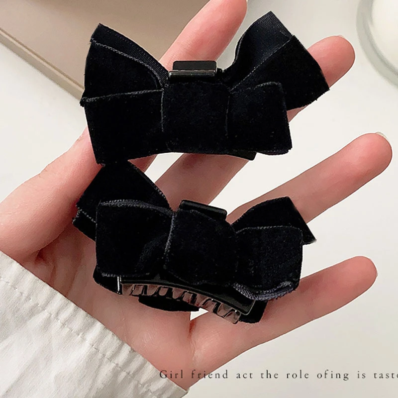 高级感丝绒蝴蝶结小抓夹刘海发夹复古公主夹子头饰女小号碎发夹