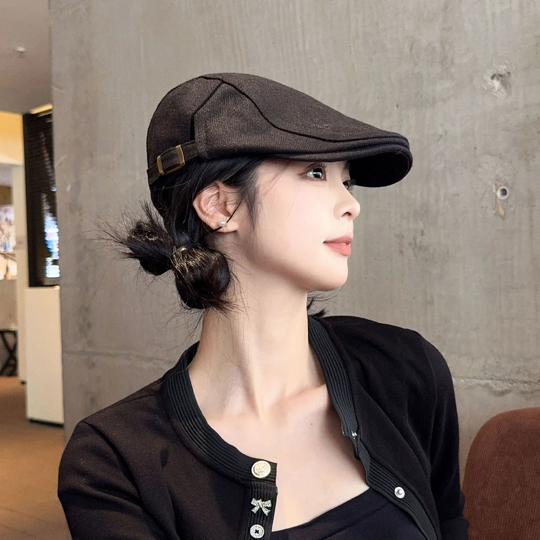 大头围前进帽男女日系复古报童帽显脸小百搭画家帽正反戴鸭舌帽子