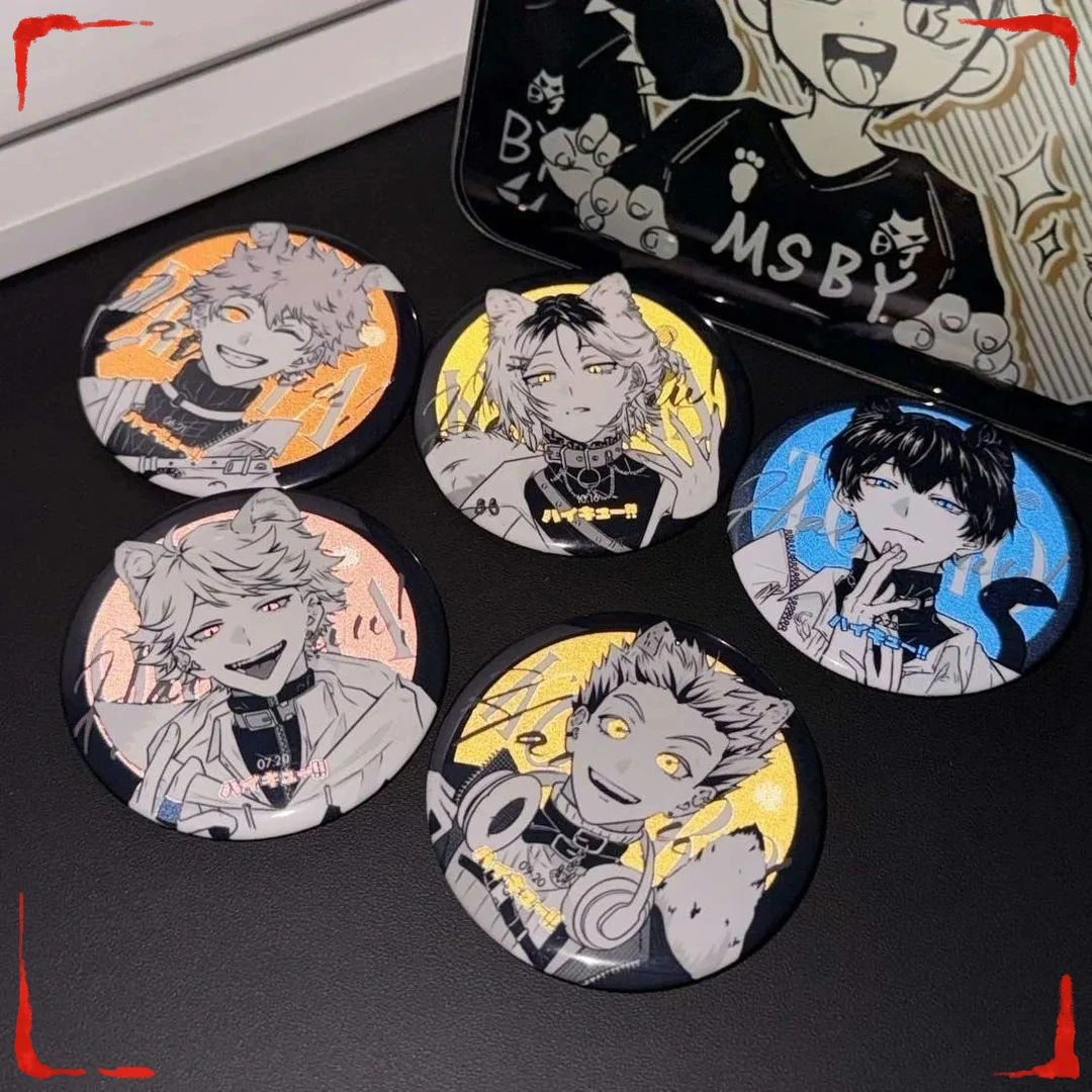 【火】排球少年反光吧唧日向及川彻影山动漫周边徽章胸针研磨双闪反