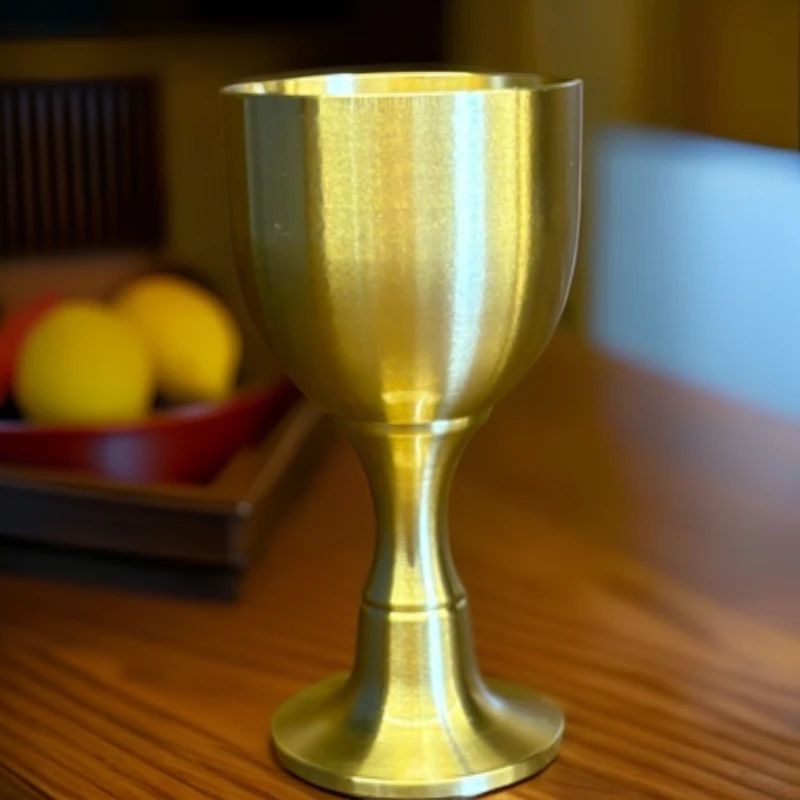 铜酒杯纯黄铜古代仿古高脚杯小酒杯上供奉财神爷杯子供佛水杯摆件