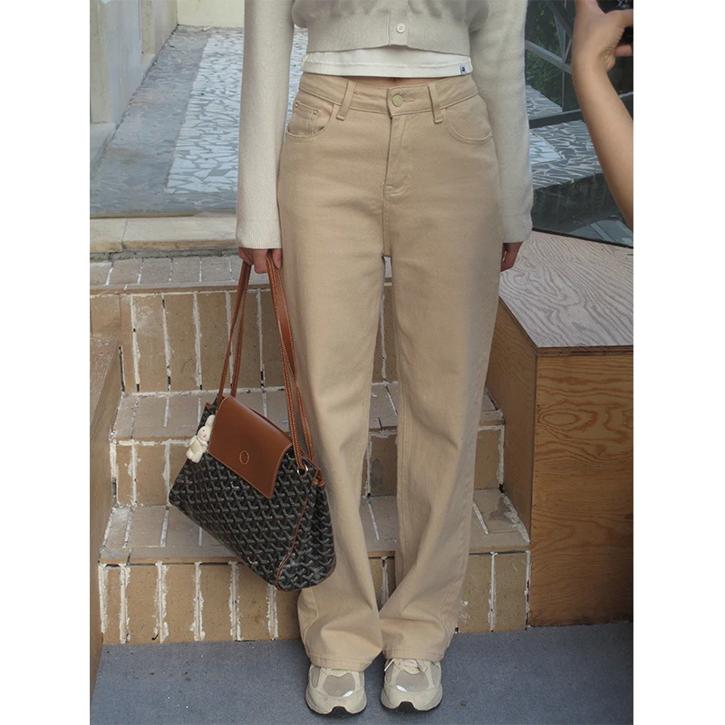 【清清浮力】宽松显瘦直筒微弹高腰牛仔裤Awake And Awesome