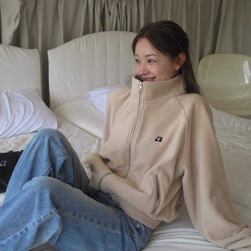 [清清福利]秋冬慵懒宽松加厚摇粒绒夹克外套Awake AndAwesome