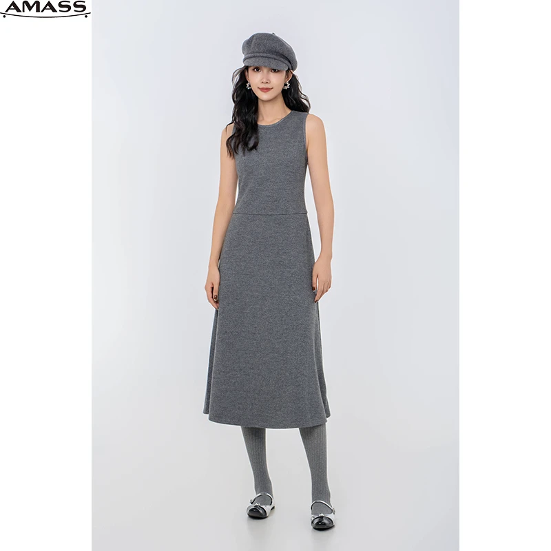 AMASS/阿玛施【双11】新款气质时尚无袖修身复古背心连衣裙5500528