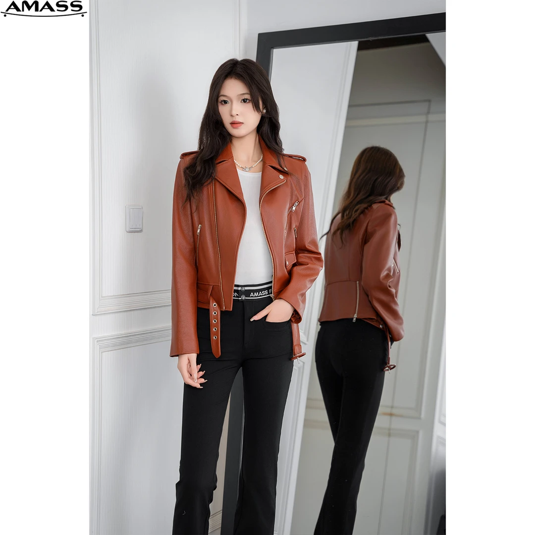 AMASS/阿玛施暗黑风皮衣夹克时尚潮流气质百搭休闲真皮女 5400840
