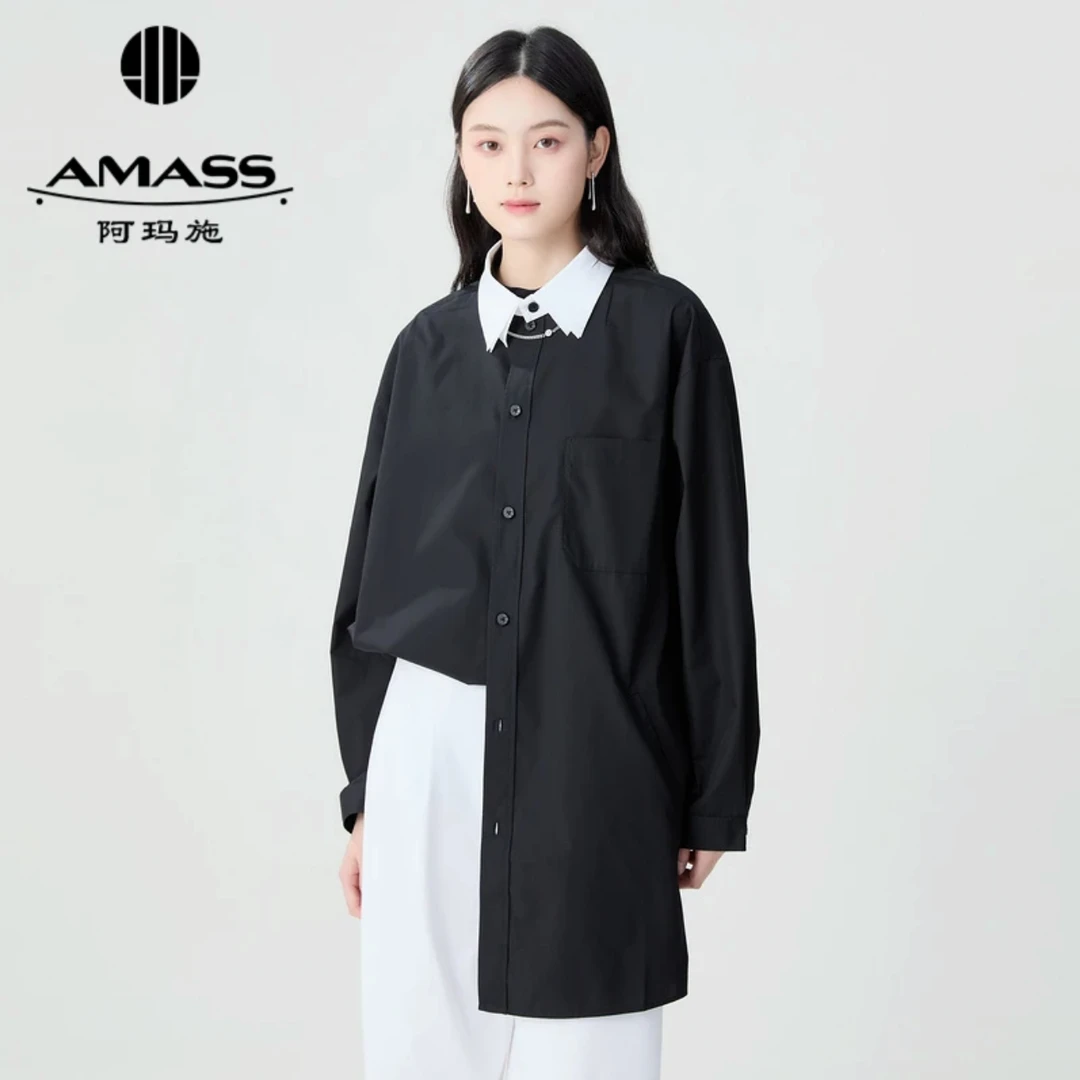AMASS/阿玛施春夏新款时尚经典宽松百搭活动领气质衬衫女 5392004