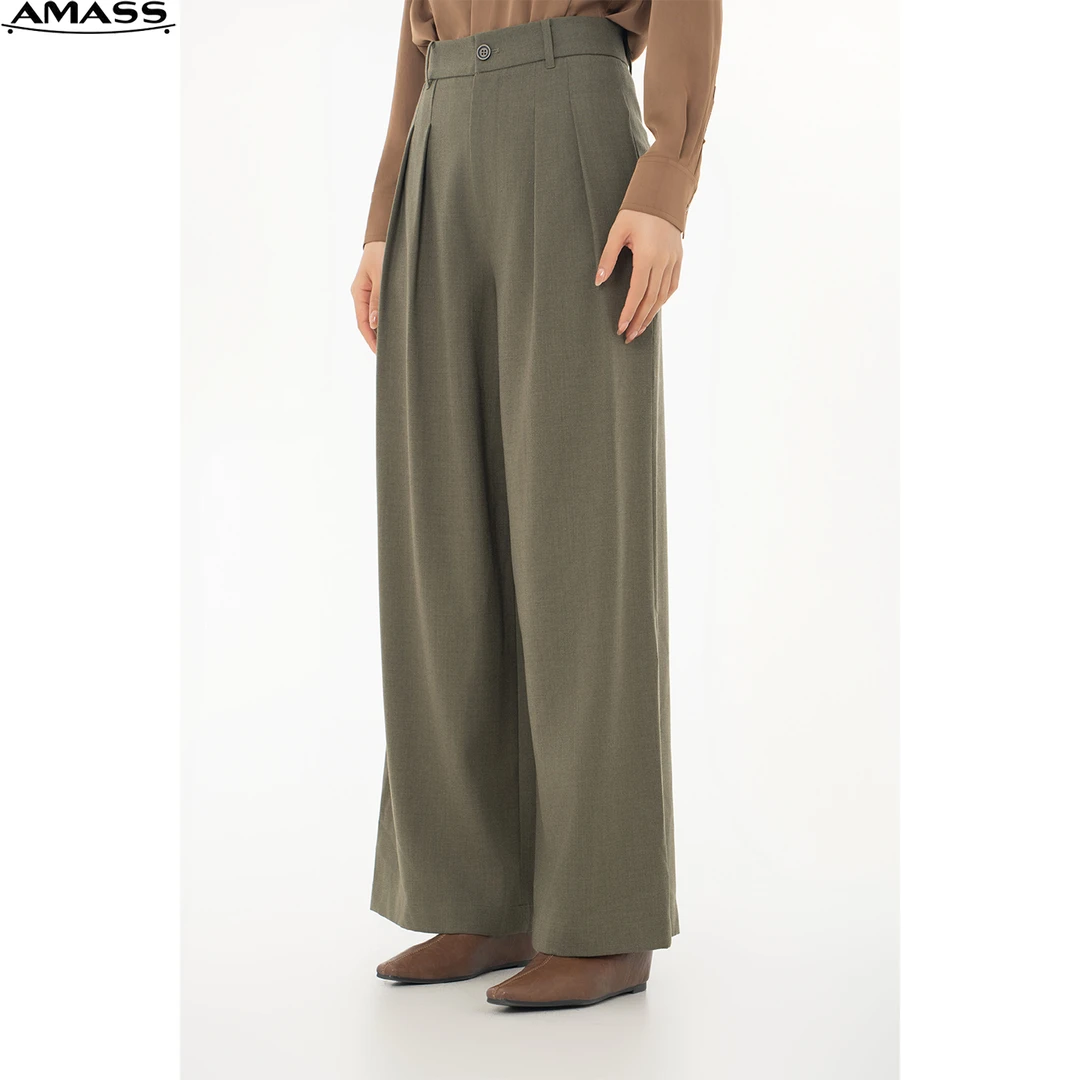 AMASS/阿玛施新款高腰西装阔腿简约宽松垂感宽腿裤直筒裤 5100461