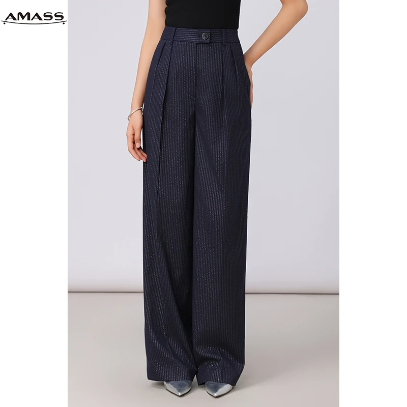 AMASS/阿玛施新款简约时尚休闲气质通勤垂感高腰直筒裤女 5100549