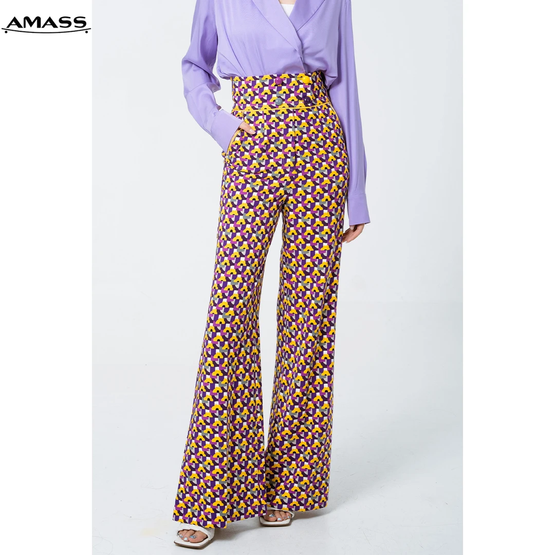 AMASS/阿玛施高腰摩登复古风喇叭裤休闲长裤女士阔腿时尚 5100315
