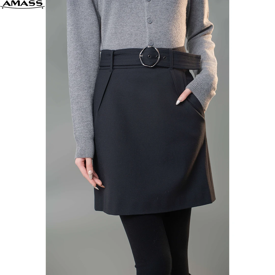 AMASS/阿玛施新款四季可穿显瘦高腰A字版半裙短裙半身裙女5200322