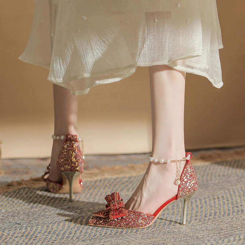 高级感~包头中空凉鞋女浅口细跟高级感小众2024春夏新款法式尖头