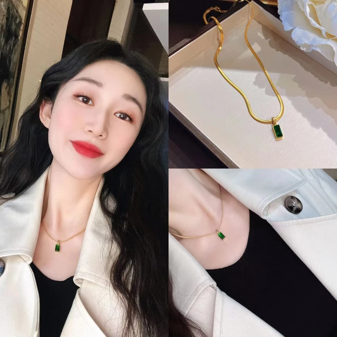 合金项链 杨杨babytime 可碰水！复古绿色蛇骨项链甜酷颈圈