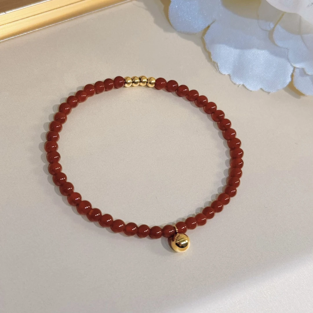 合金仿水晶手链 杨杨babytime 新中式本命年红色3mm珠串手链