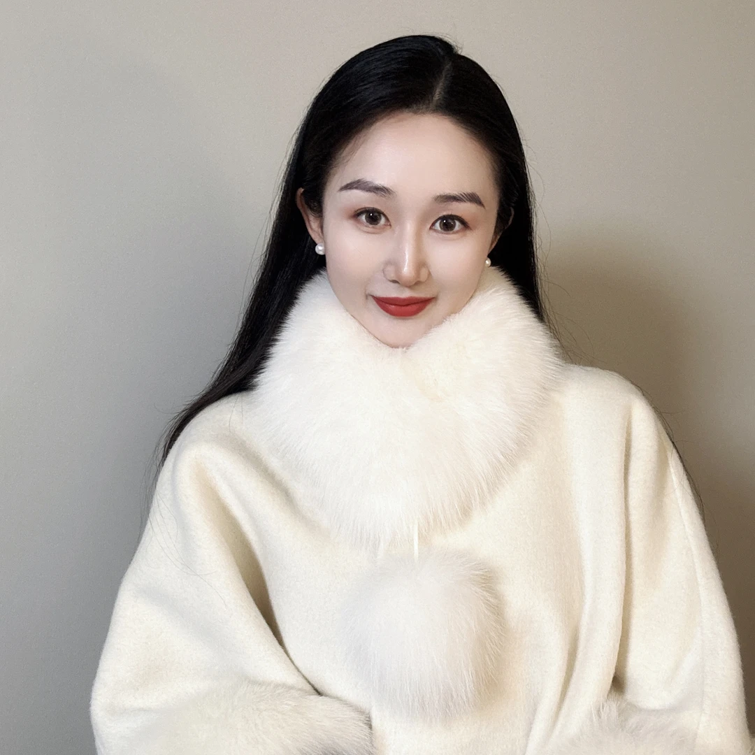 杨杨babytime 贵气迷人～软糯狐狸毛围脖冬季保暖加厚便携磁吸围巾