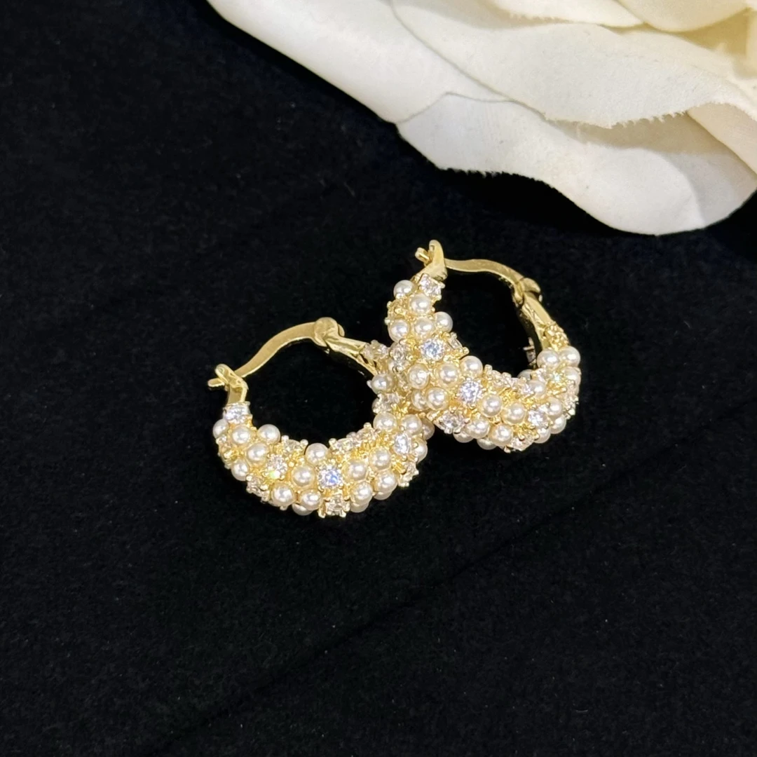 合金仿珍珠耳饰 杨杨babytime 法式提篮珍珠耳扣气质高级感耳饰