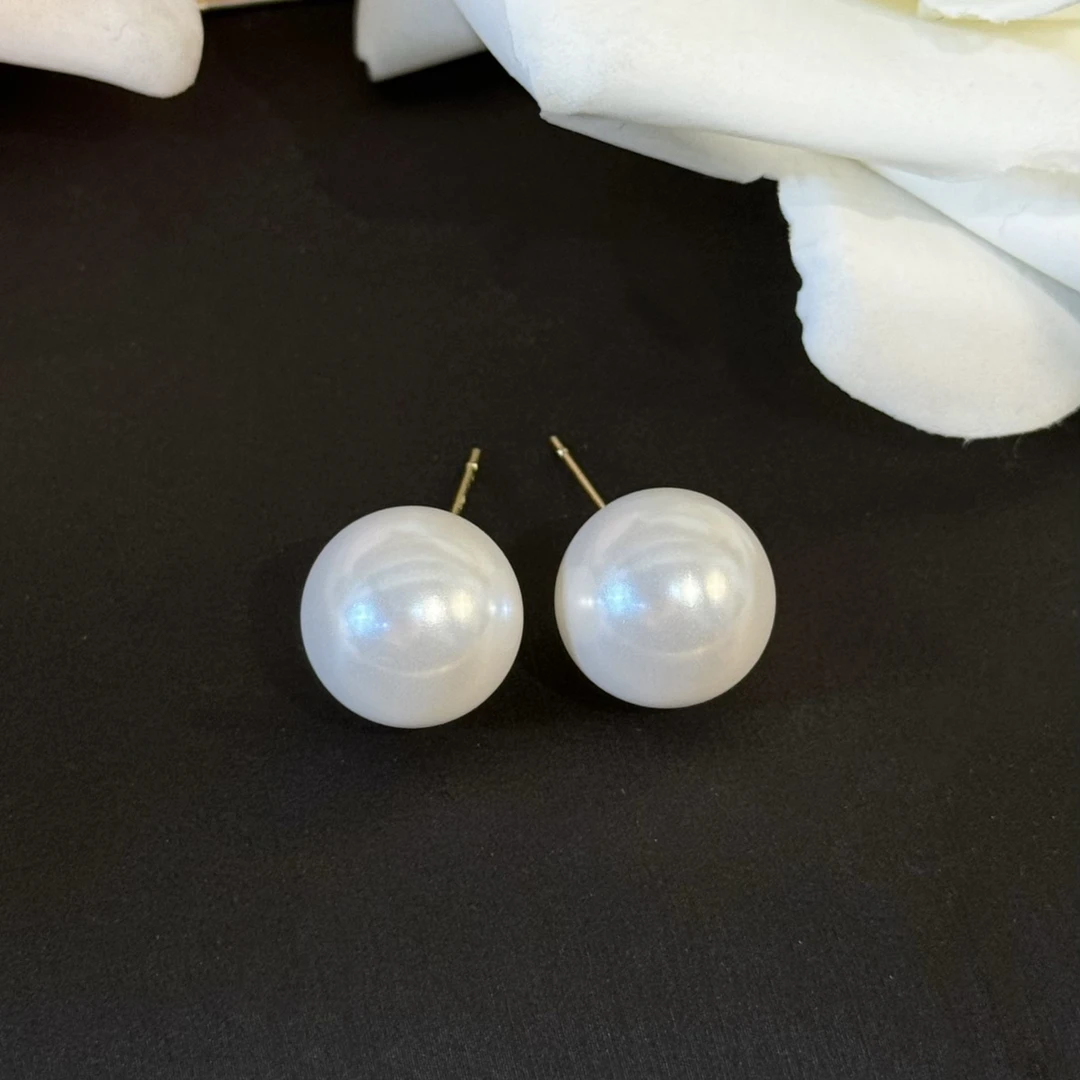 合金仿珍珠耳饰 杨杨babytime 许妍同尺寸显眼单颗14mm仿珍珠耳钉