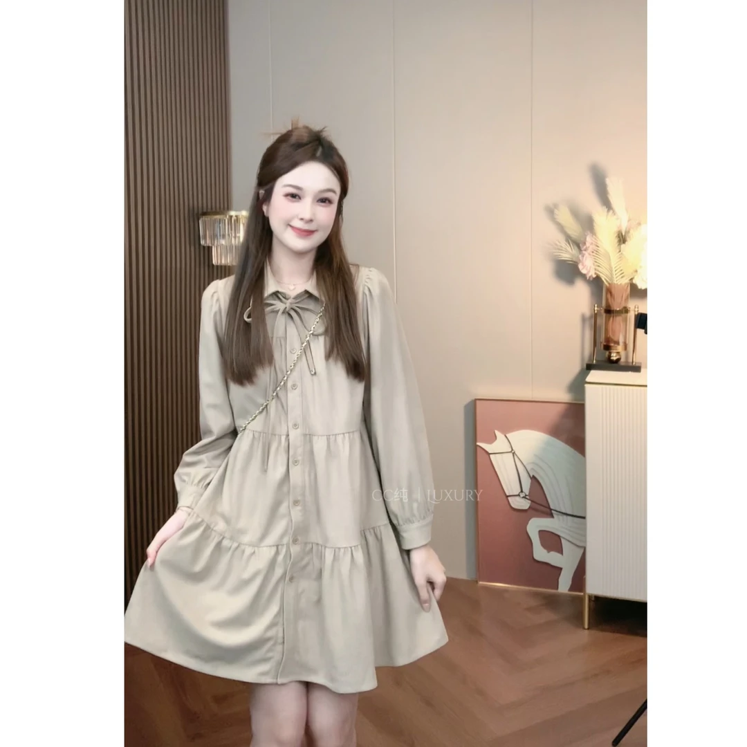 CC纯【触动冬日】秋冬新款气质显瘦遮肉设计蛋糕连衣裙裙2023A139#