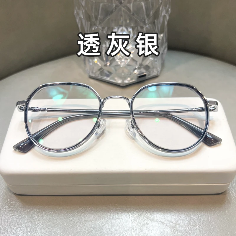 钛架眼镜女款素颜可配有度数镜片防蓝光辐射配眼睛框架显脸小网红