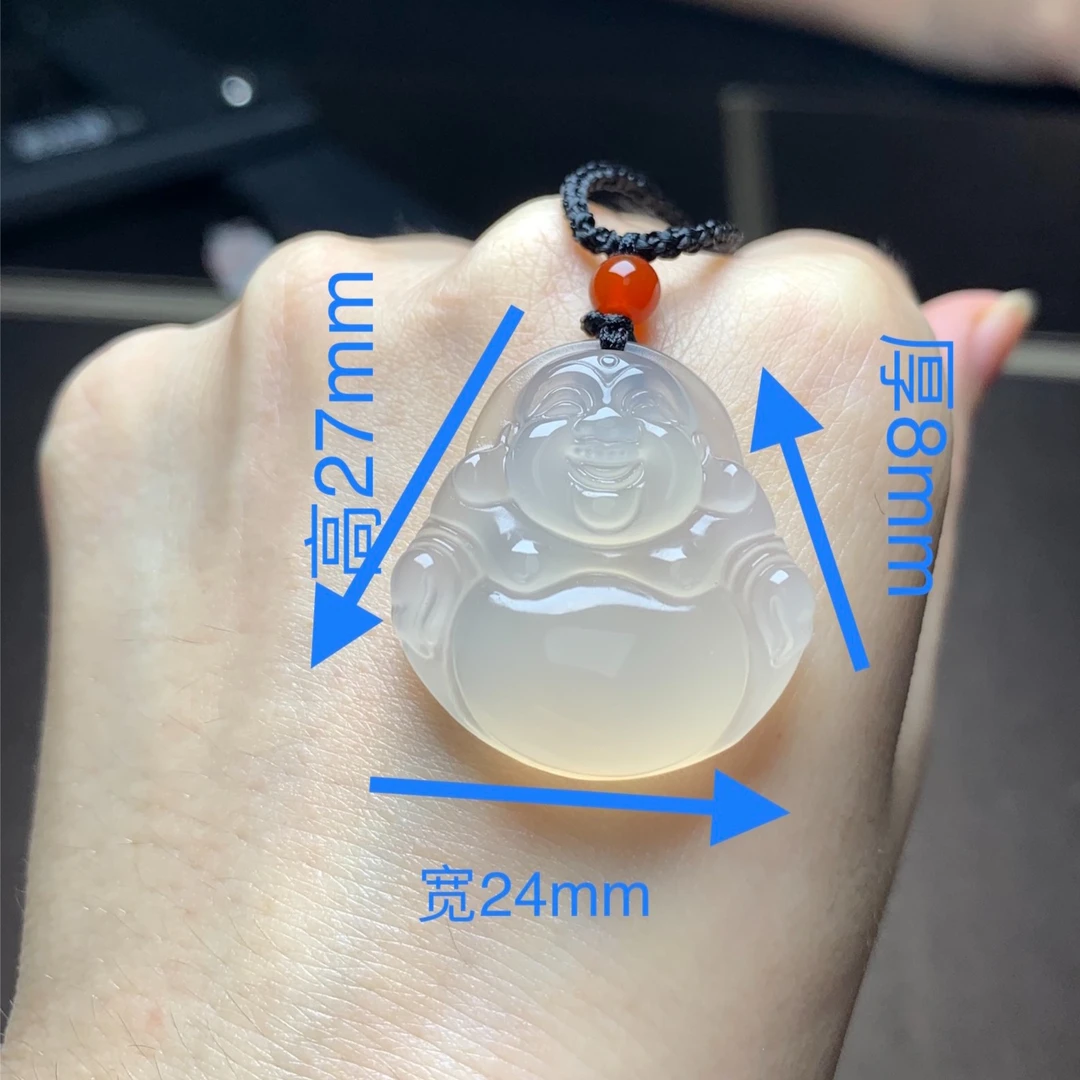 纯天然玉髓玛瑙弥勒佛吊坠冰笑佛大肚佛