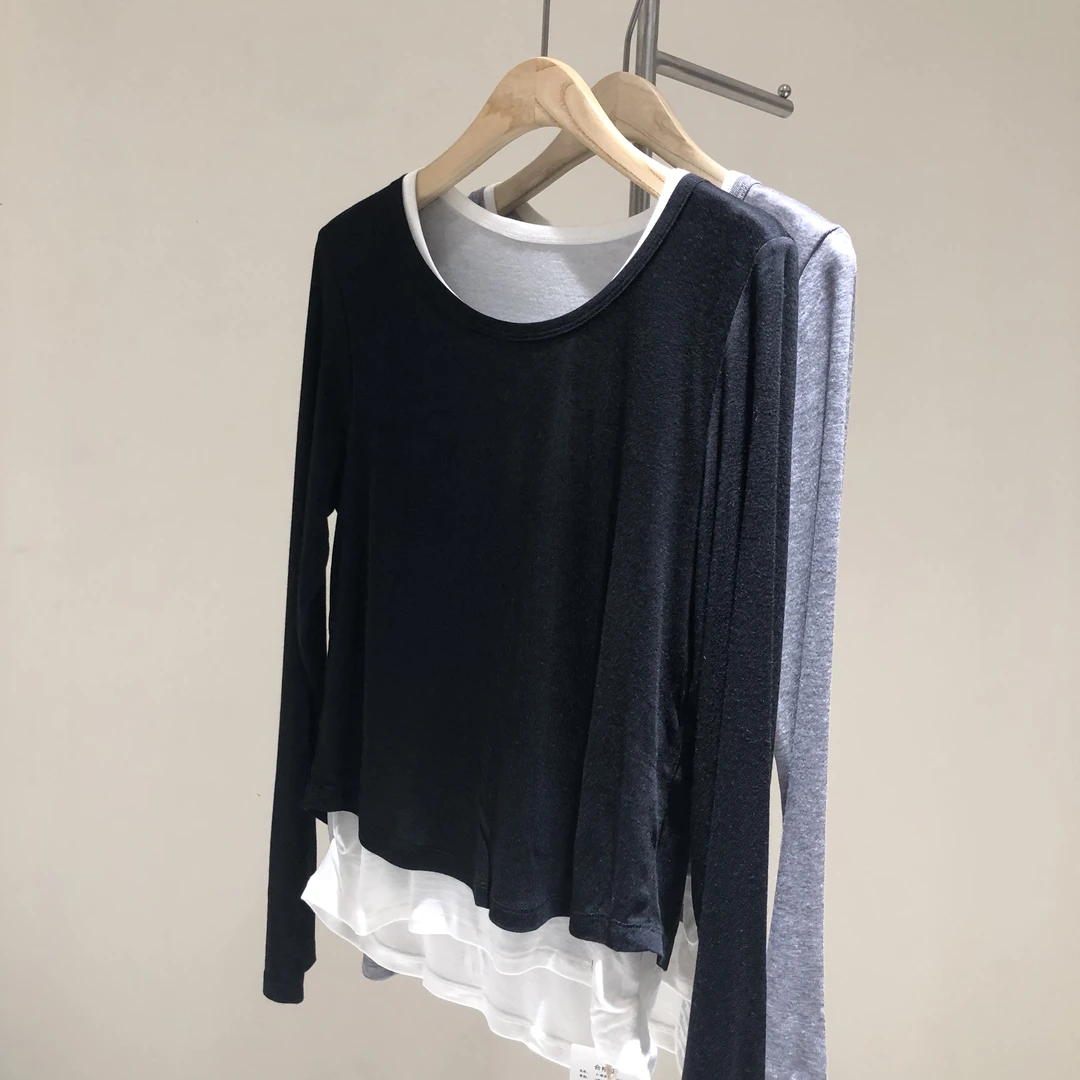 00962卷耳24AW26166拼边打底衫