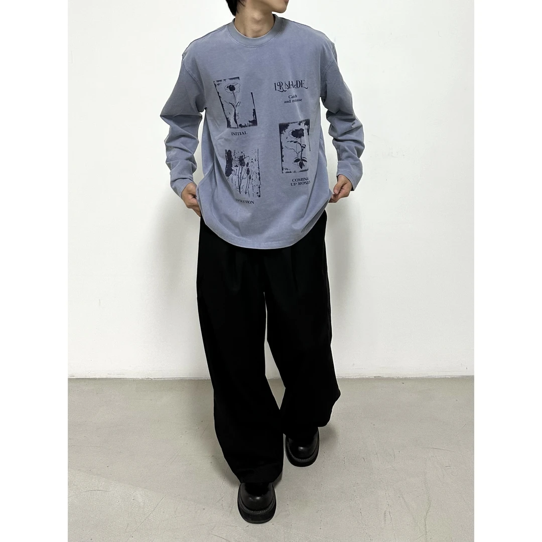 【特殊批次】LR MADE 24AW 花卉数码印花 洗褪做旧 长袖T恤