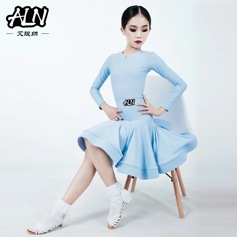 女童拉丁舞规定服专业高档舞蹈表演裙高档鱼骨分体少儿标准比赛服