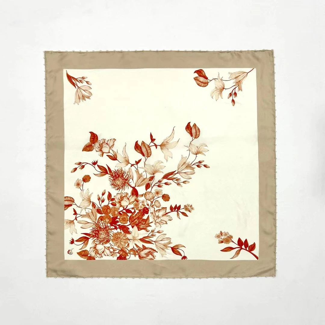 楊楊【花与画】16姆米 简约桑蚕丝女士丝巾小方巾65*65