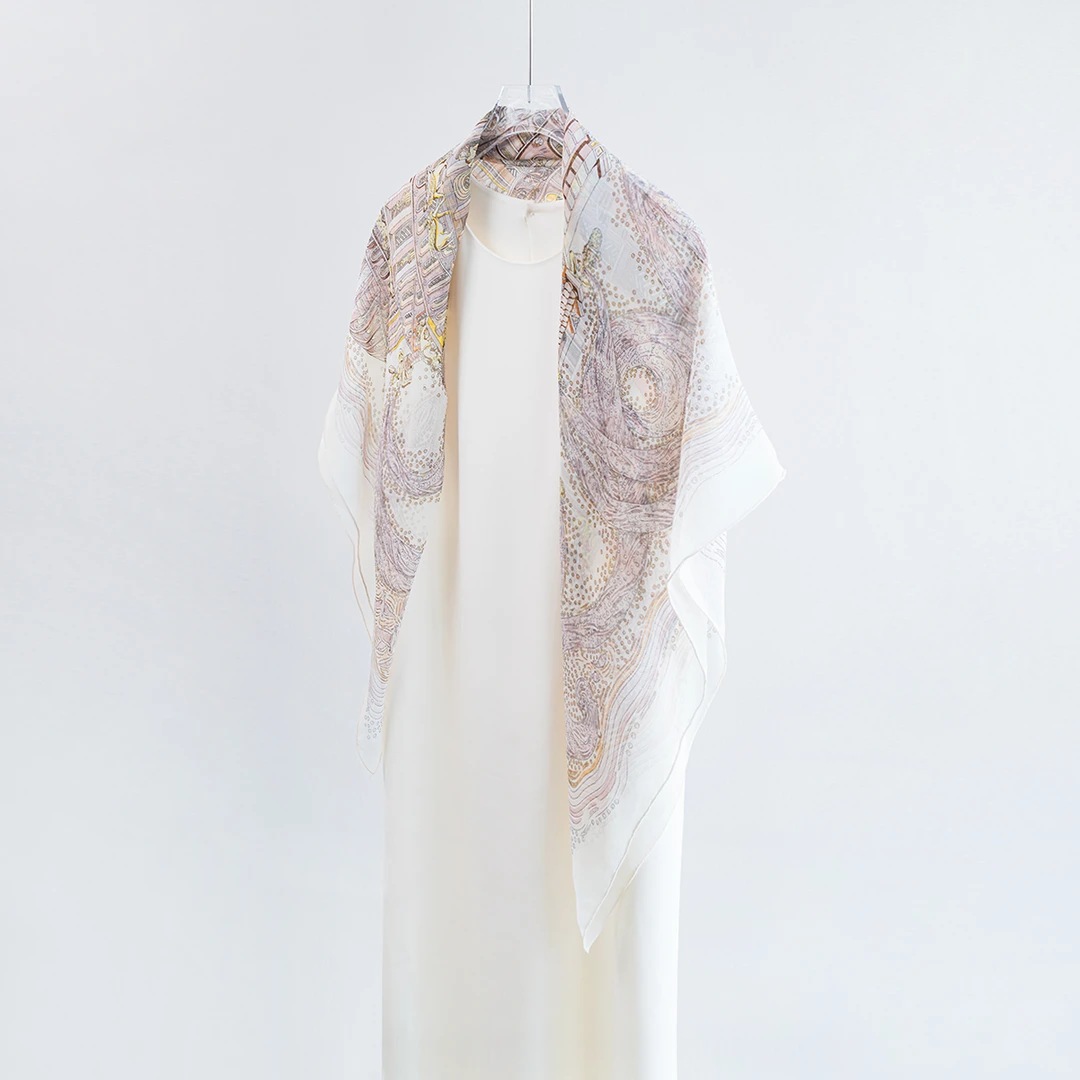 楊楊【经典巴别塔】时尚百搭桑蚕丝乔其丝巾女士围巾方巾105*105