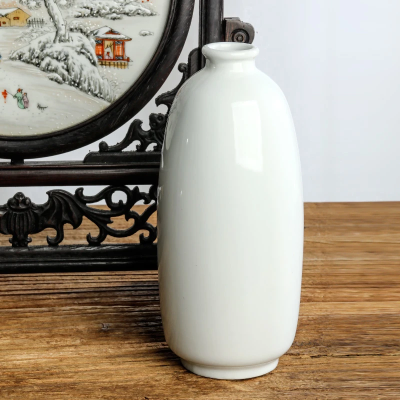 高温烧白瓷花器花瓶摆件