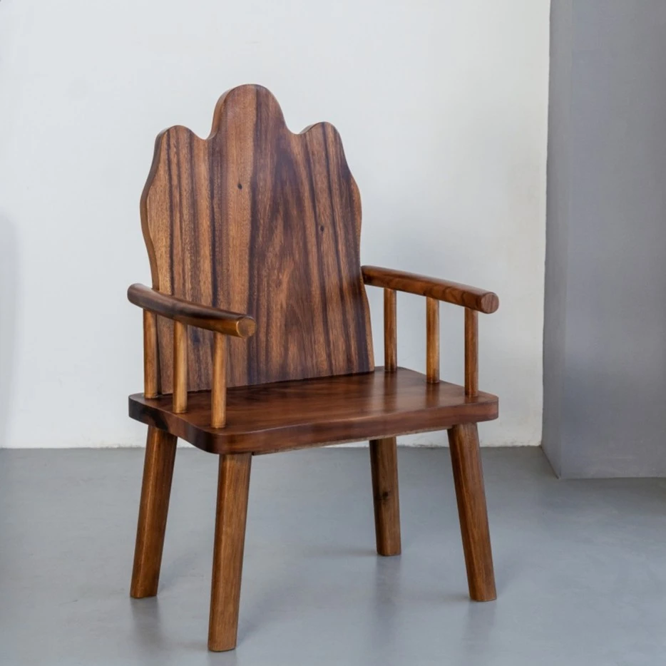 【托鞋佬】实木胡桃木靠山椅中式主人椅古典茶椅雕花靠背椅新中式