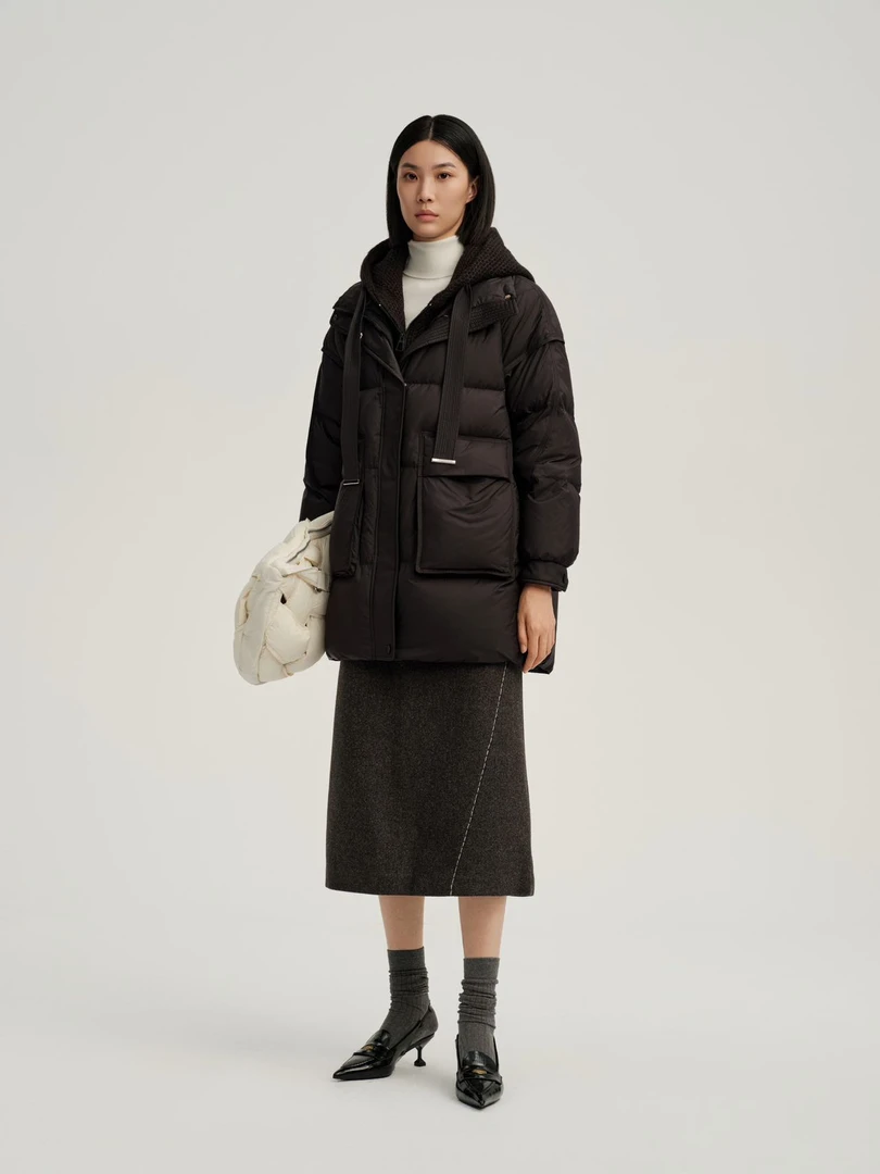 【JJ严选】•616加厚保暖中长款羽绒服女冬季连帽时尚气质外套