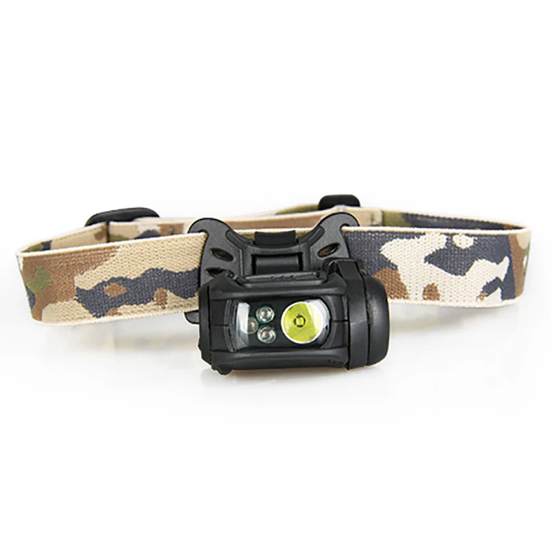 户外野营夜晚专用白光红灯绿光头灯黑色战术电筒适合头盔或无头盔