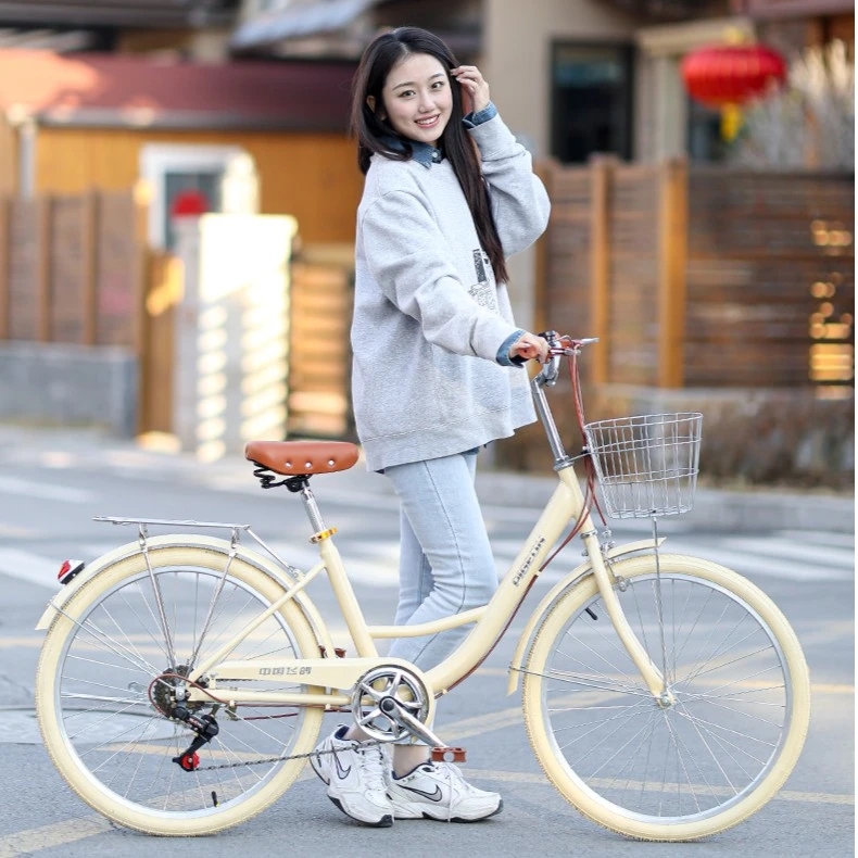 飞鸽自行车女式成人24/26寸轻便上班代步学生变速复古通勤淑女车