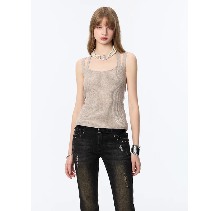 「Nows」24SS海洋系列简约无袖修身显瘦辣妹吊带背心针织衫