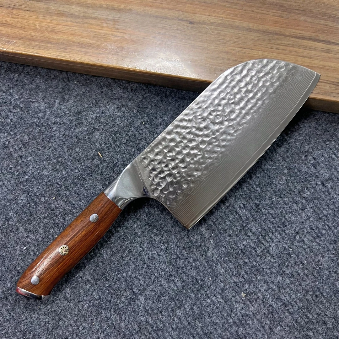 外贸尾货锻打大马士革切菜刀家用锋利厨师专用切肉切片刀具厨房