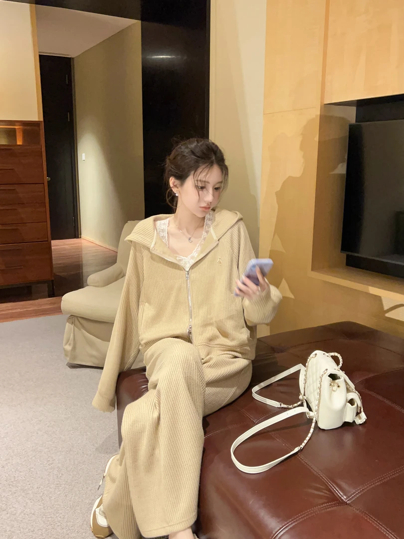 【芝士Cheese】柯基家族宽松慵懒毛织套装显瘦拖地裤半身裙外套卫衣