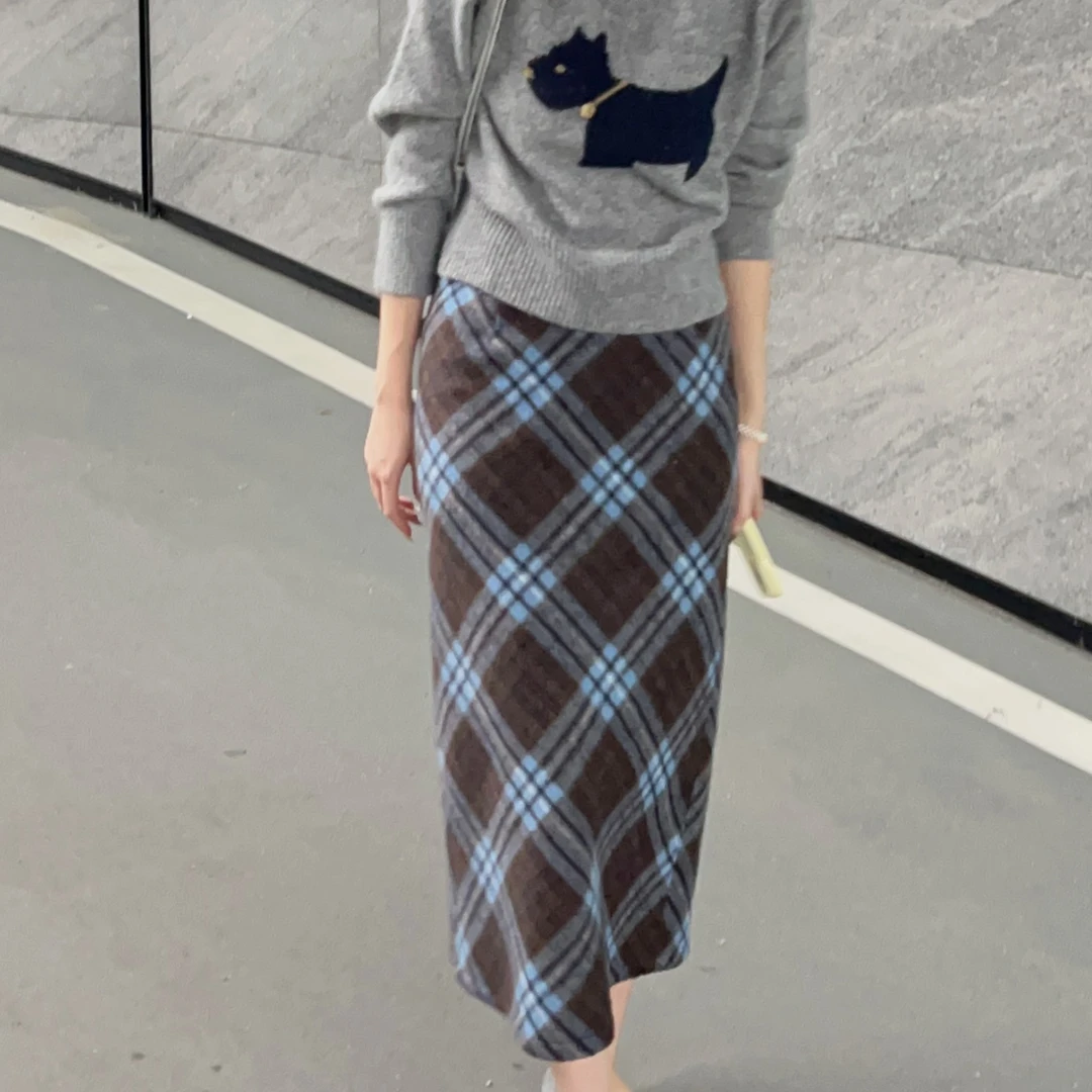 【芝士Cheese】曼丁回廊 时尚休闲百搭女士格子平角冬季半裙