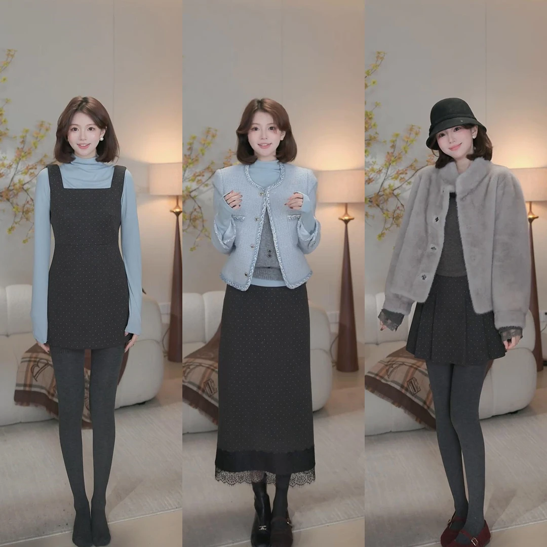 【芝士Cheese】波点家族 时尚休闲百搭女士无袖灰色气质裙子