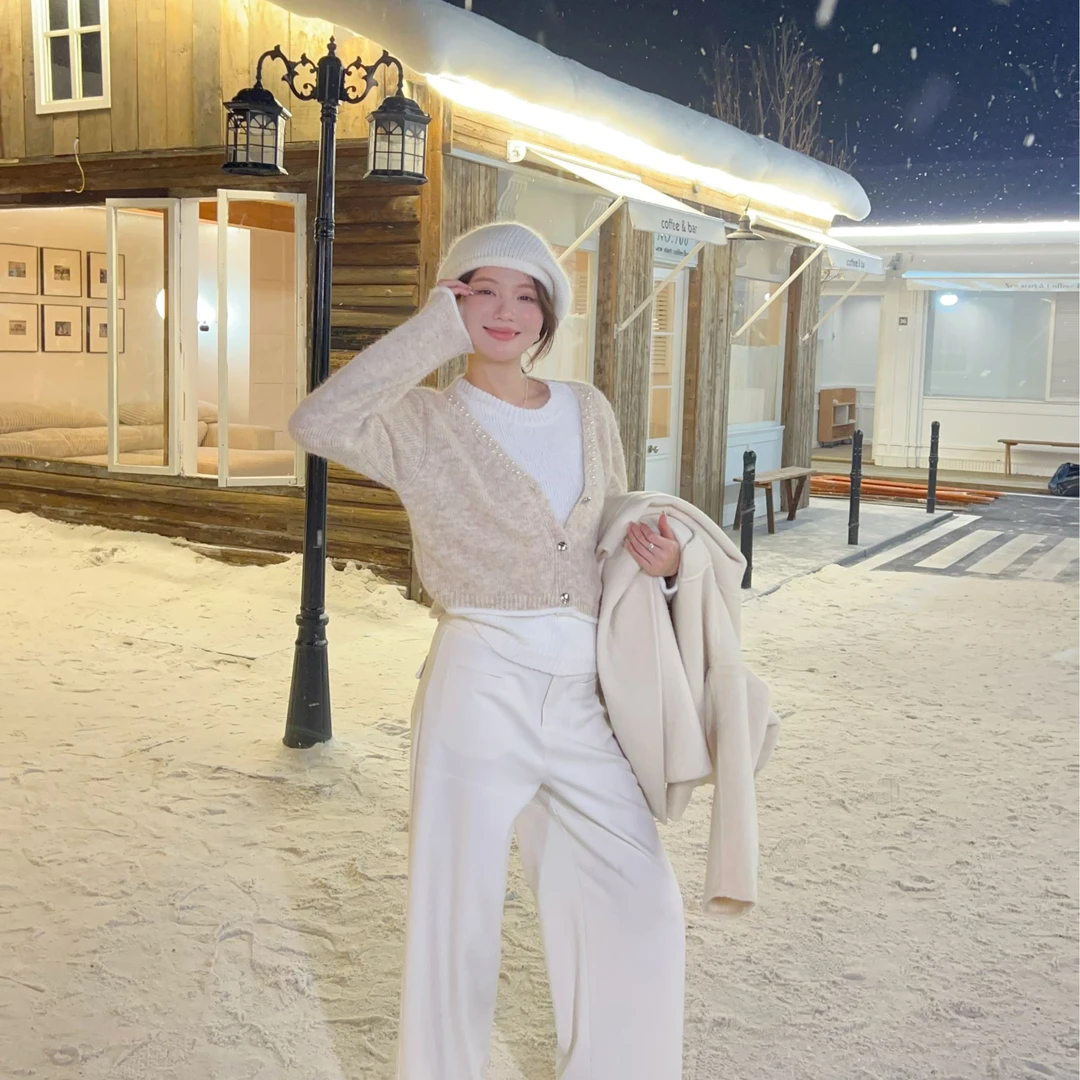 【芝士Cheese】闻半夜雪 长袖羊毛假两件百搭女士宽松秋冬套头上衣