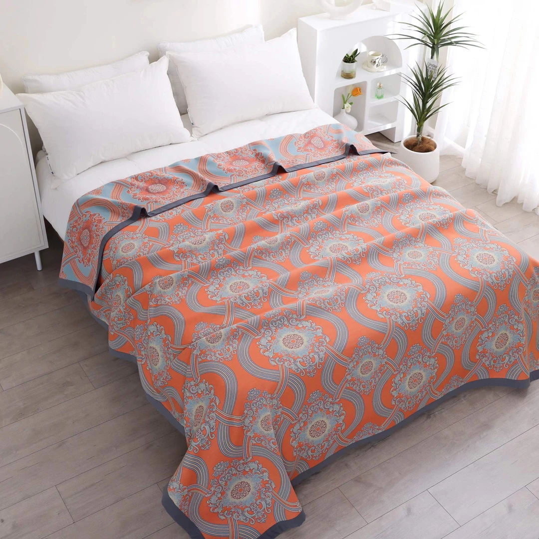 （莎莉）200*240cm多层细纱亲肤透气精梳机洗纱布双面包边床盖