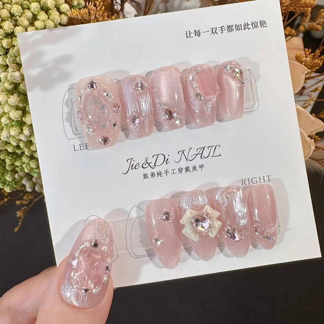 【洛丽塔】姐弟设计师重工纯手工穿戴美甲方糖钻堆钻蝴蝶结款式