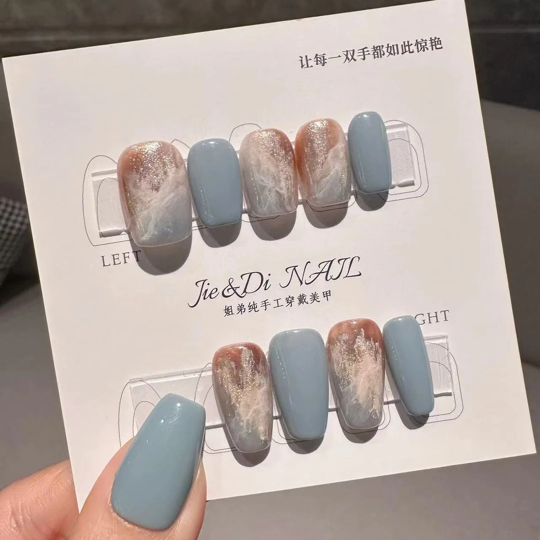【莫兰迪】姐弟纯手工穿戴美甲多色晕染设计感出片必备