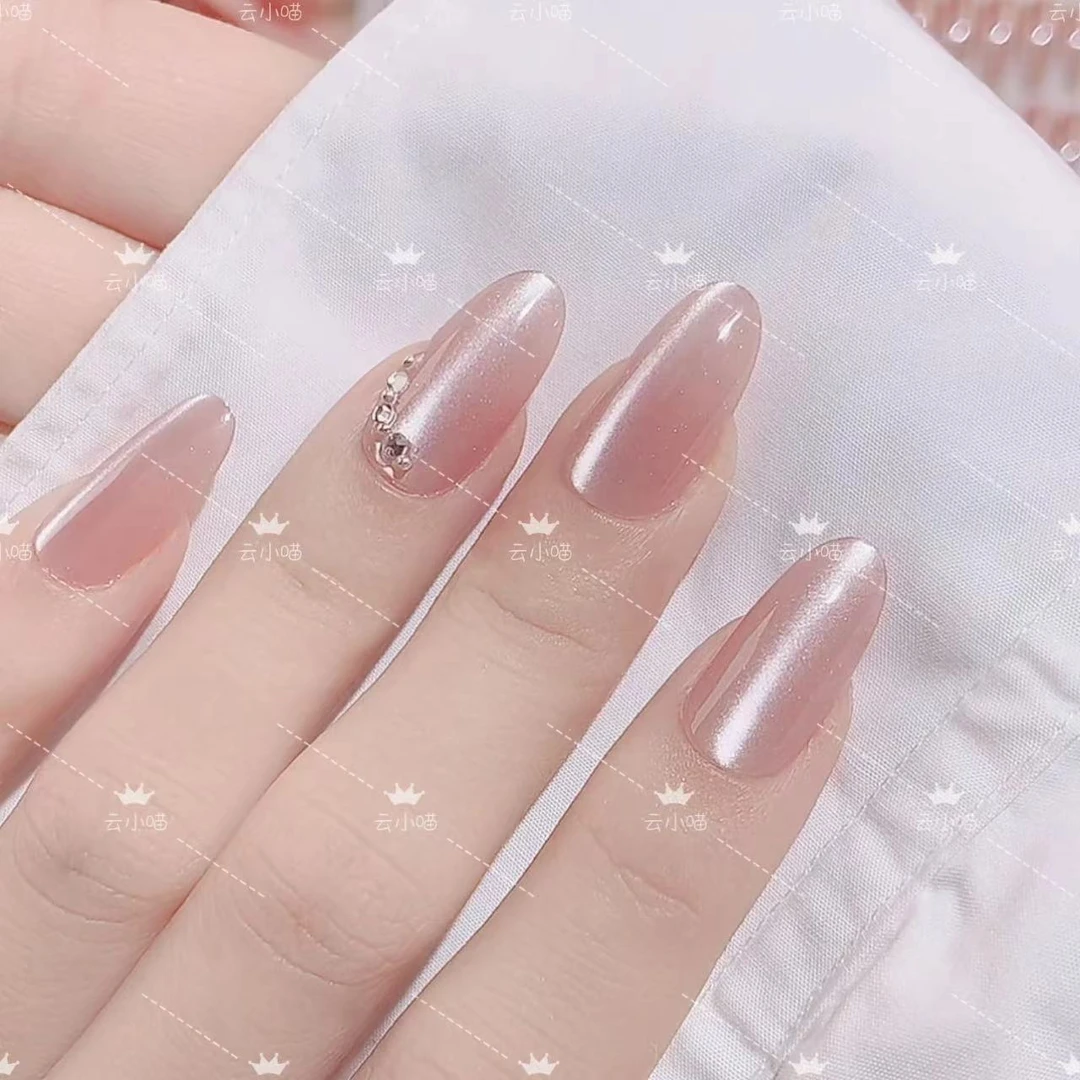 （中杏仁）10片装知颜猫眼轻奢气质女人显白穿戴美甲片可拆卸