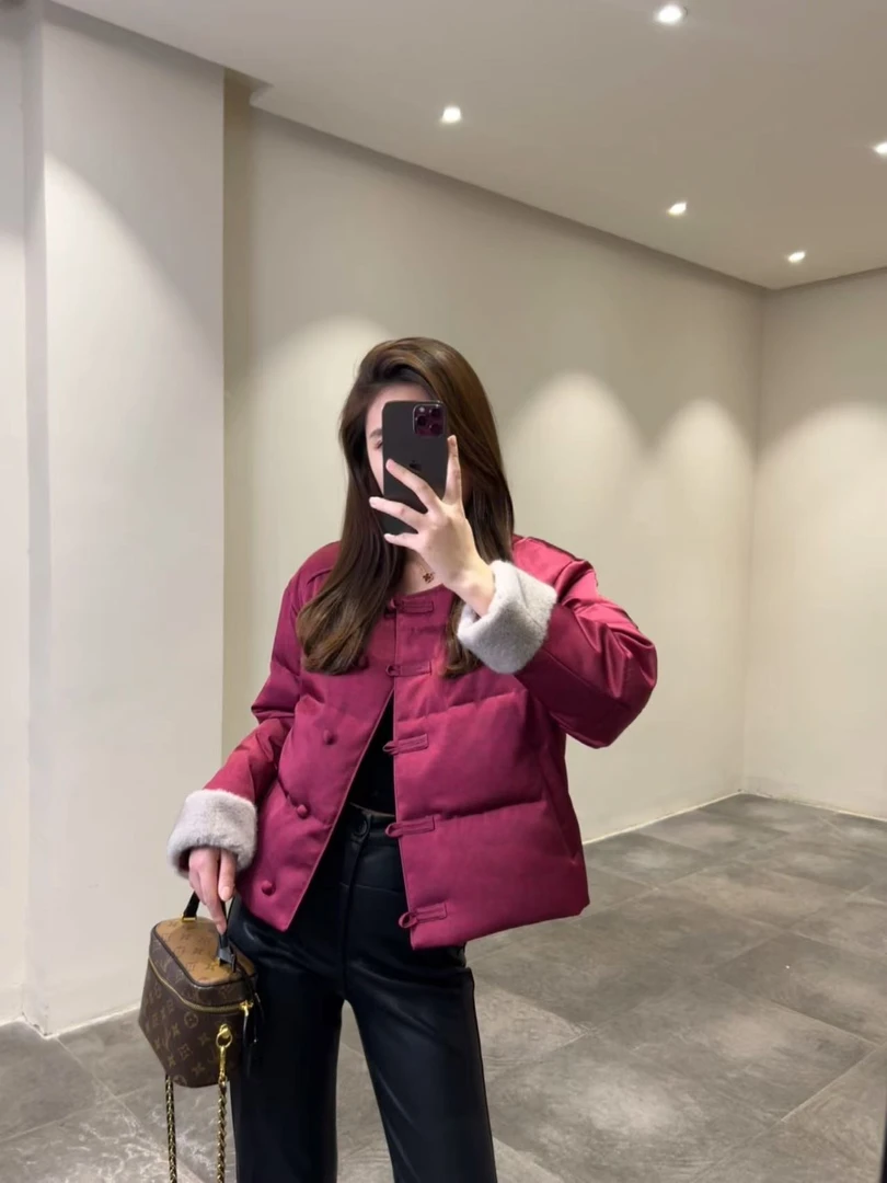 欧货 火龙果紫国风羽绒服外套