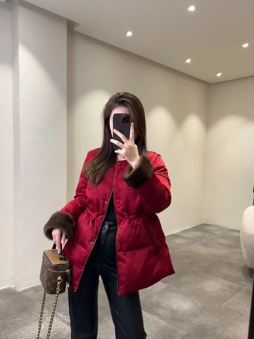 冬款 中国红品质中长款国风羽绒服