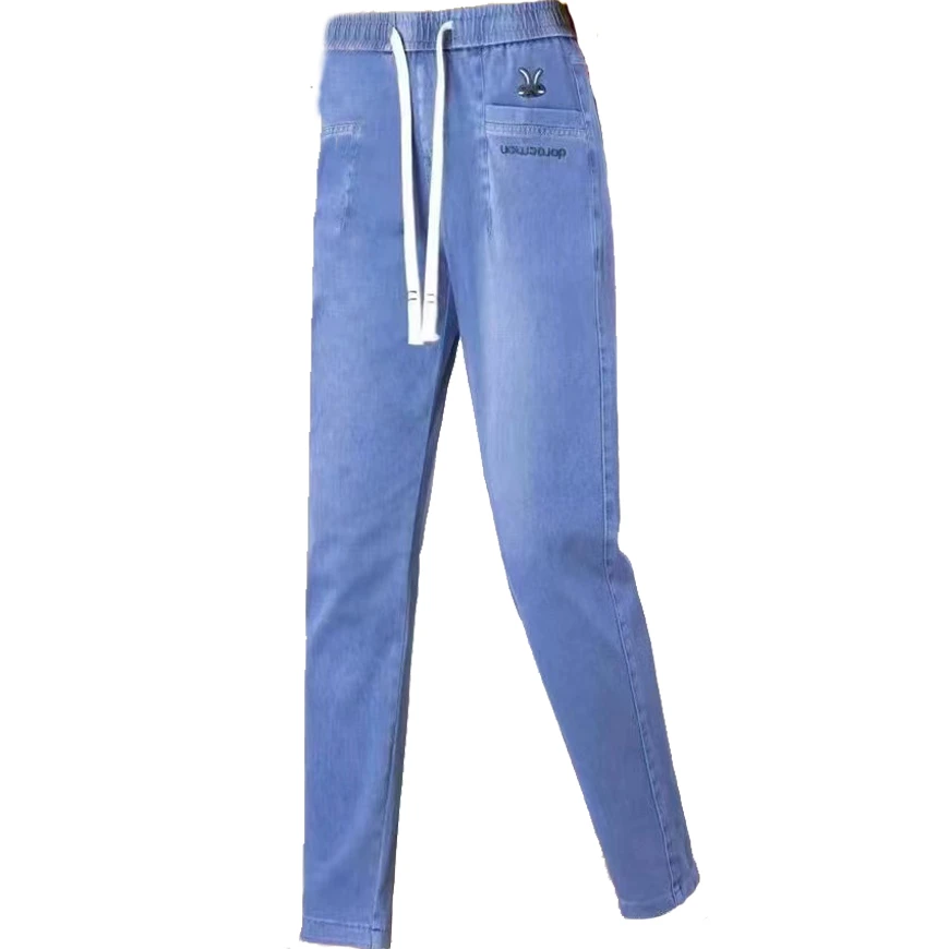 天丝高弹显瘦中高腰老爹牛仔裤2023春夏秋款时尚百搭薄款休闲裤