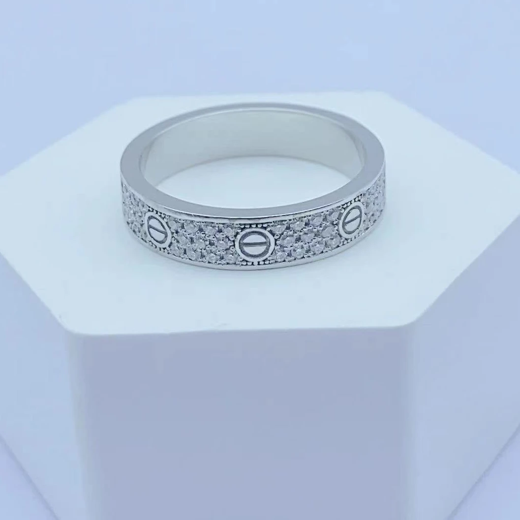 莫桑石铂金pt950镶嵌莫桑石窄版满天星戒指    抖音基地质检发货