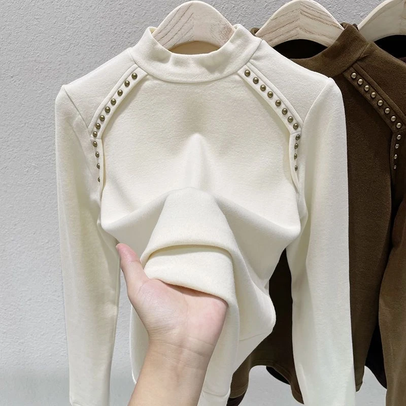 女童德绒半高领打底衫新款2025中大童洋气保暖上衣外穿加厚高档潮