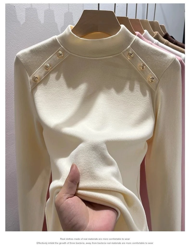 中大童德绒半高领打底衫2024新款美拉德女童洋气内搭保暖上衣韩版